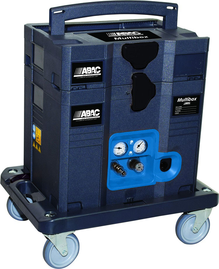 Abac Compresseur MULTIBOX 6L 1,5CV Sans Huile, Avec Rangement Et Plateau Sur Roulettes Abac Compresseur MULTIBOX 6L 1,5CV Sans Huile, Avec Rangement Et Plateau Sur Roulettes